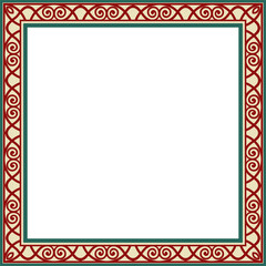 Vector colorful square classic renaissance ornament. Endless european border, revival style frame..