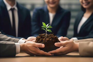 Businessmen came together to work on a sustainable environment.