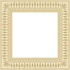Vector gold square classic greek meander ornament. Pattern of ancient Greece. Border, frame of the Roman Empire..