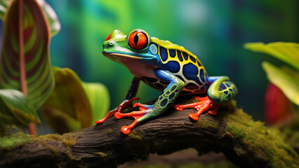 Colorful Frog in a Rainforest