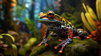 Colorful Frog in a Rainforest