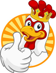 King Chicken Rooster Cockerel Bird Crown Cartoon