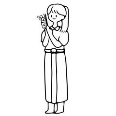 Thai female praying cartoon illustration