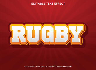 rugby text effect template design with 3d style use for business brand and logo