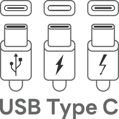 USB Type C portable flat design for connect and changer smartphone gadgets or device. 
