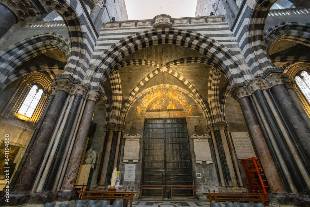 Wall mural genoa, italy, may 23, 2023 - inner of cathedral of san lorenzo in the historic center of genoa, ital