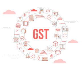 gst goods and services tax concept with icon set template banner and circle round shape