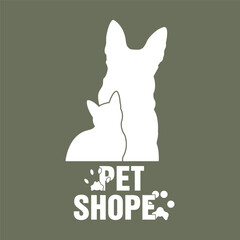 pet shop logo with dog and cat paws