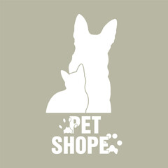 pet shop logo with dog and cat paws