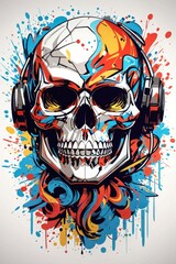 skull art vibrant print vector