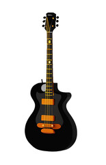 Fototapeta premium Guitar 3d icon, musical instrument cartoon, musical instrument for party and concert, singer and musician