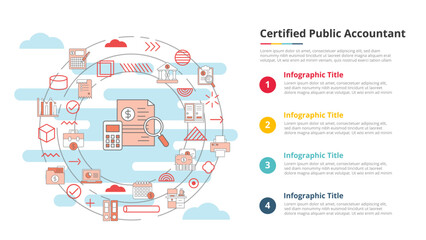 cpa certified public accountant concept for infographic template banner with four point list information - obrazy, fototapety, plakaty
