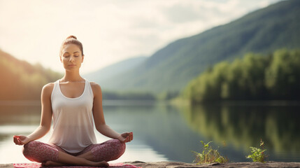 Fototapeta premium Relaxation and Breathing Exercise, psychological support, with copy space 