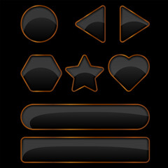 Matte wooden black buttons set