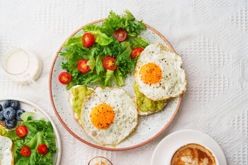 healthy breakfast bread Avocado Fried Egg and Salad