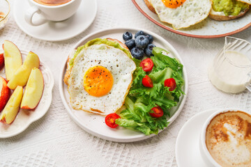 healthy breakfast bread Avocado Fried Egg and Salad