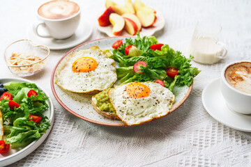 healthy breakfast bread Avocado Fried Egg and Salad