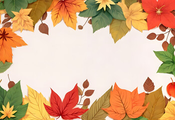 colorful simple autumn leaves with copy space ai generated