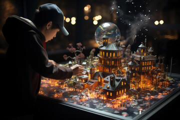 A student uses augmented reality technology to explore complex concepts remotely, making learning interactive and immersive. Generative AI.