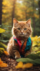 cat in the autumn park