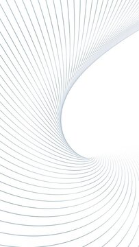 Loop blue curved lines pattern motion on white vertical background.