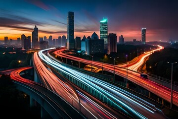 Obraz premium An electrifying cityscape at night