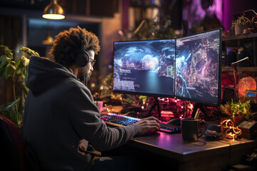 A learner takes an online coding course, acquiring new skills and knowledge through self-paced modules and video tutorials. Generative AI.