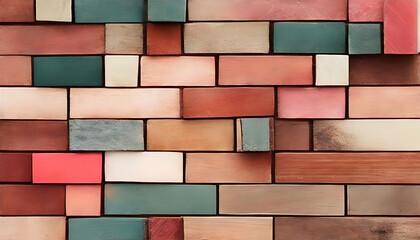 Colorful Geometric Wooden Background on a Weathered Wood Background with a Light Wood Abstract Floor Background