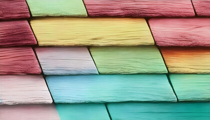 Multi-hued painted wooden backdrop exhibiting a grunge texture. Aged and weathered wood canvas displaying faint wooden patterns, accompanied by an abstract floor setting.