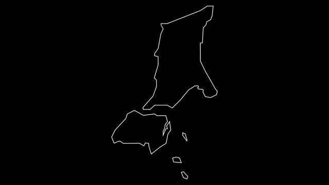 Parrot Cay district map of Turks and Caicos Islands outline animation