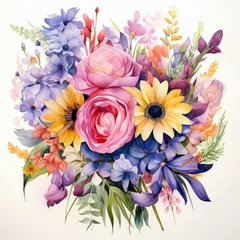 Zelfklevend Fotobehang beautiful flower floral bouquet water color © Tomi adi kartika