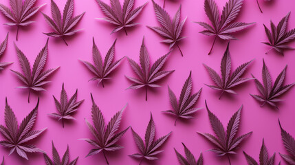 Fototapeta premium pattern of pink cannabis leaves on a pink background