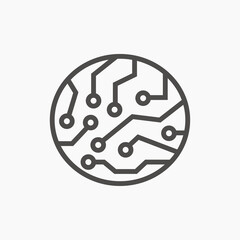 circuit board icon vector isolated. Technology, chip, processor symbol