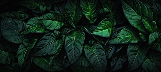 a close up of a bunch of leaves, in the style of dark paradise, photorealistic compositions