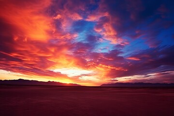Fototapeta na wymiar Beautiful sunset in the desert with sky clouds