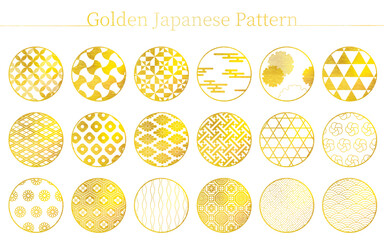 Japanese material, 18 Japanese patterns in gold (with Japanese textures)