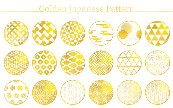 Japanese material, 18 Japanese patterns in gold (with Japanese textures)