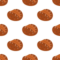 vector seamless pattern with cartoon rye bread