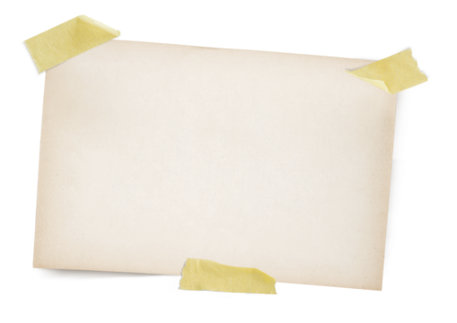 Note papers with adhesive tape or squared and lined note, notebook paper strips, pieces stuck with sticky tape on transparency background