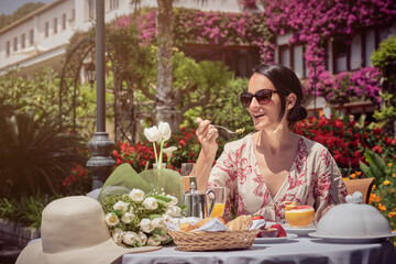 Woman Eating in the Garden