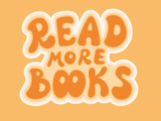 Read more books retro lettering, vintage postcard