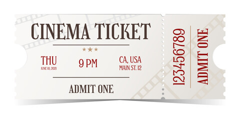 Cinema entry ticket in old style. Admit one