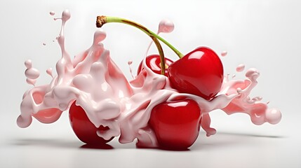 Cherries in liquid, dark background