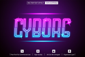 Cyborg neon style editable text effect