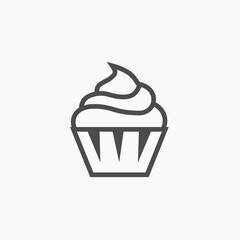 cream vanilla cupcake muffin icon vector. sweet, cake, dessert isolated