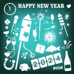 Vector set of New Year Elements 2024