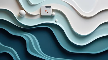 Fotobehang A wavy design inspired by sound frequency waves of a calming lullaby flat lay. © Filip
