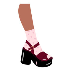 Woman leg with platform heel flat illustration