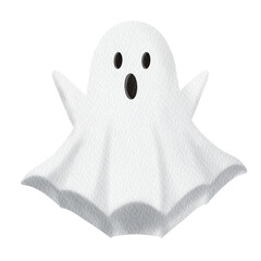 Halloween White Ghost Watercolor.