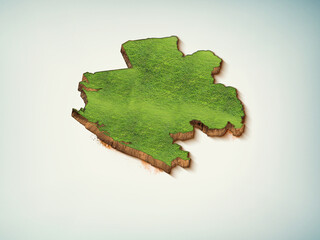 High-quality Gabon 3D soil map, Gabon africa 3D soil map render.